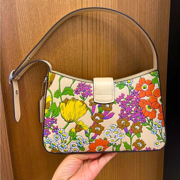 Coach Eliza Shoulder Bag With Floral Print #CR161 - Picture 3 of 9